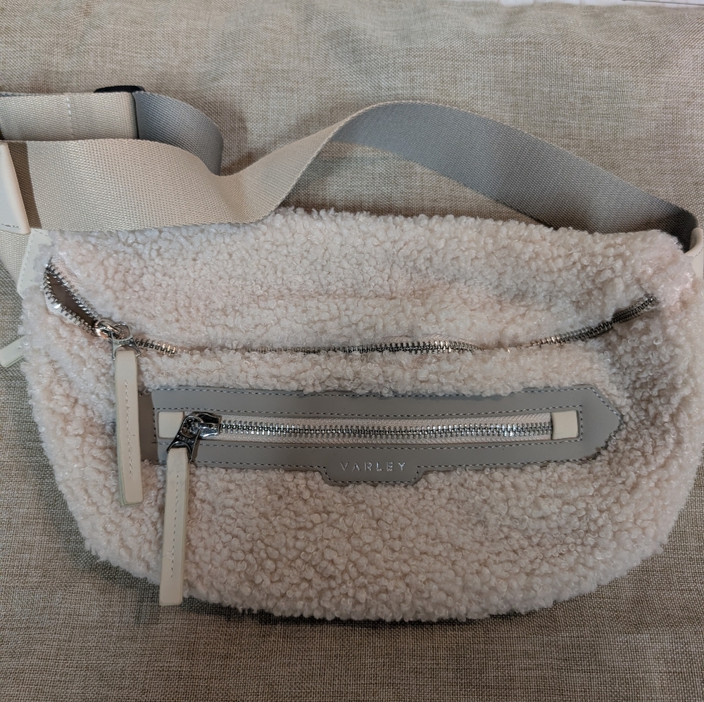 Varley Cream Sherpa Crossbody Belt Bag